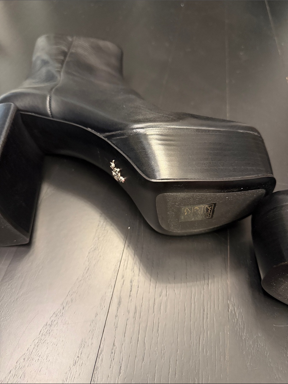 Prada Black Leather Platform Ankle Boots - Picture 3 of 4
